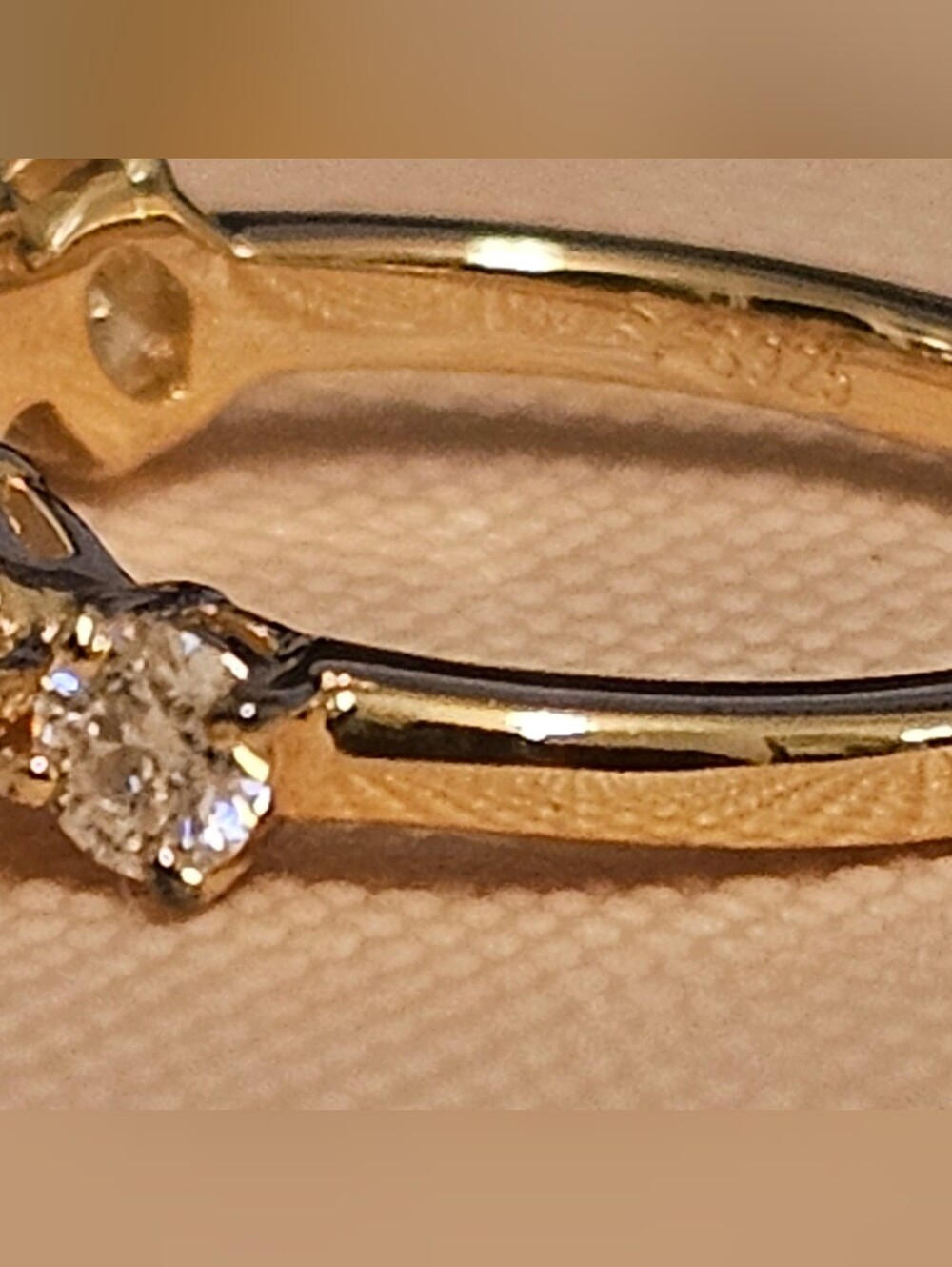 925 STERLING SILVER Gold Plated Moissanite Half Eternity Band SZ 5.5 - Picture 5 of 5